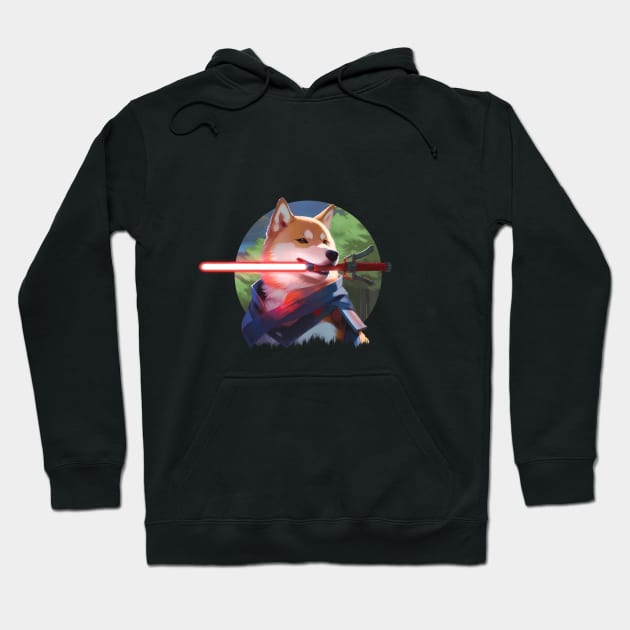 Shiba Warrior in the Enchanted Woods Hoodie by ColorMingle